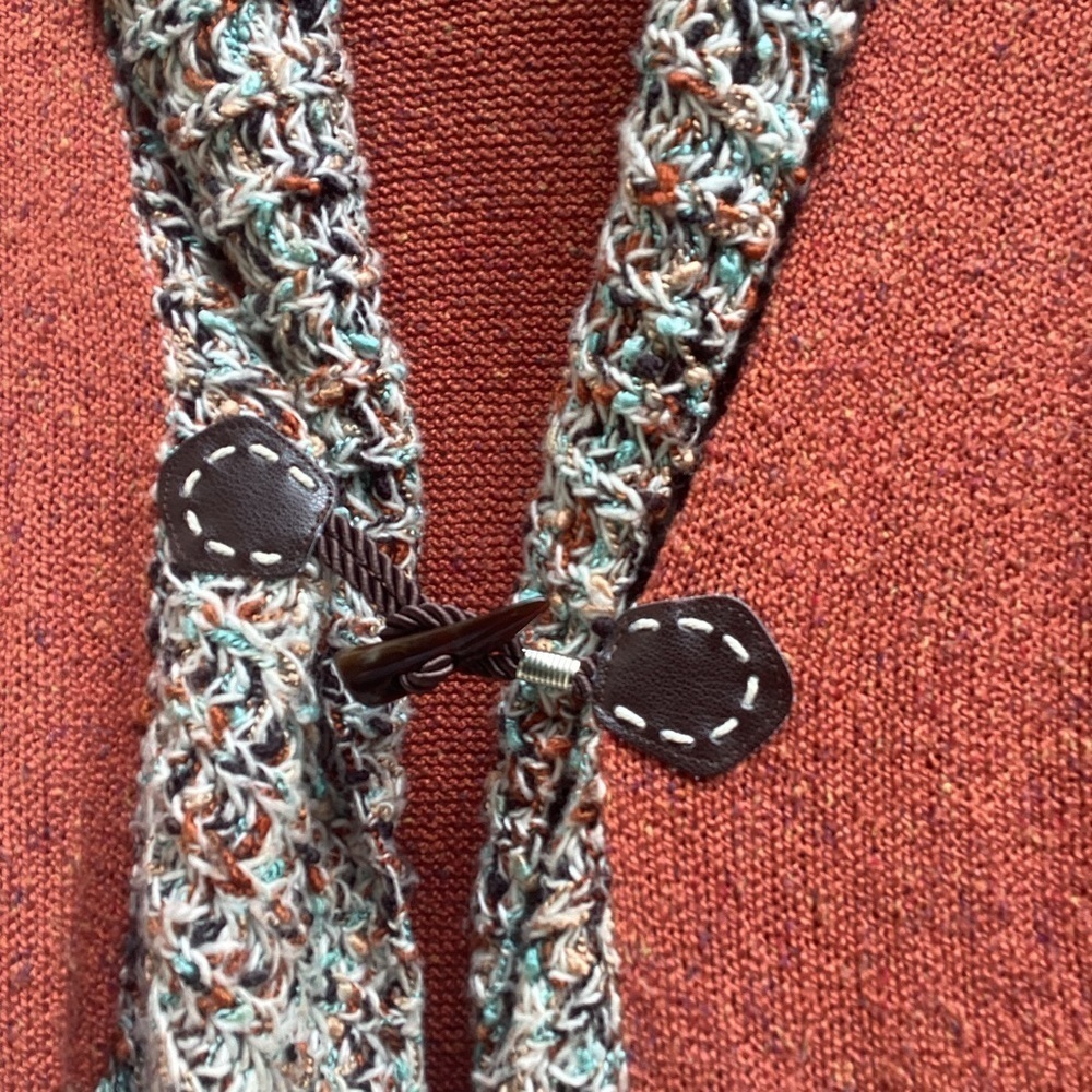 Ponsesa orange bohemian cardigan sweater, size small - Picture 4 of 8